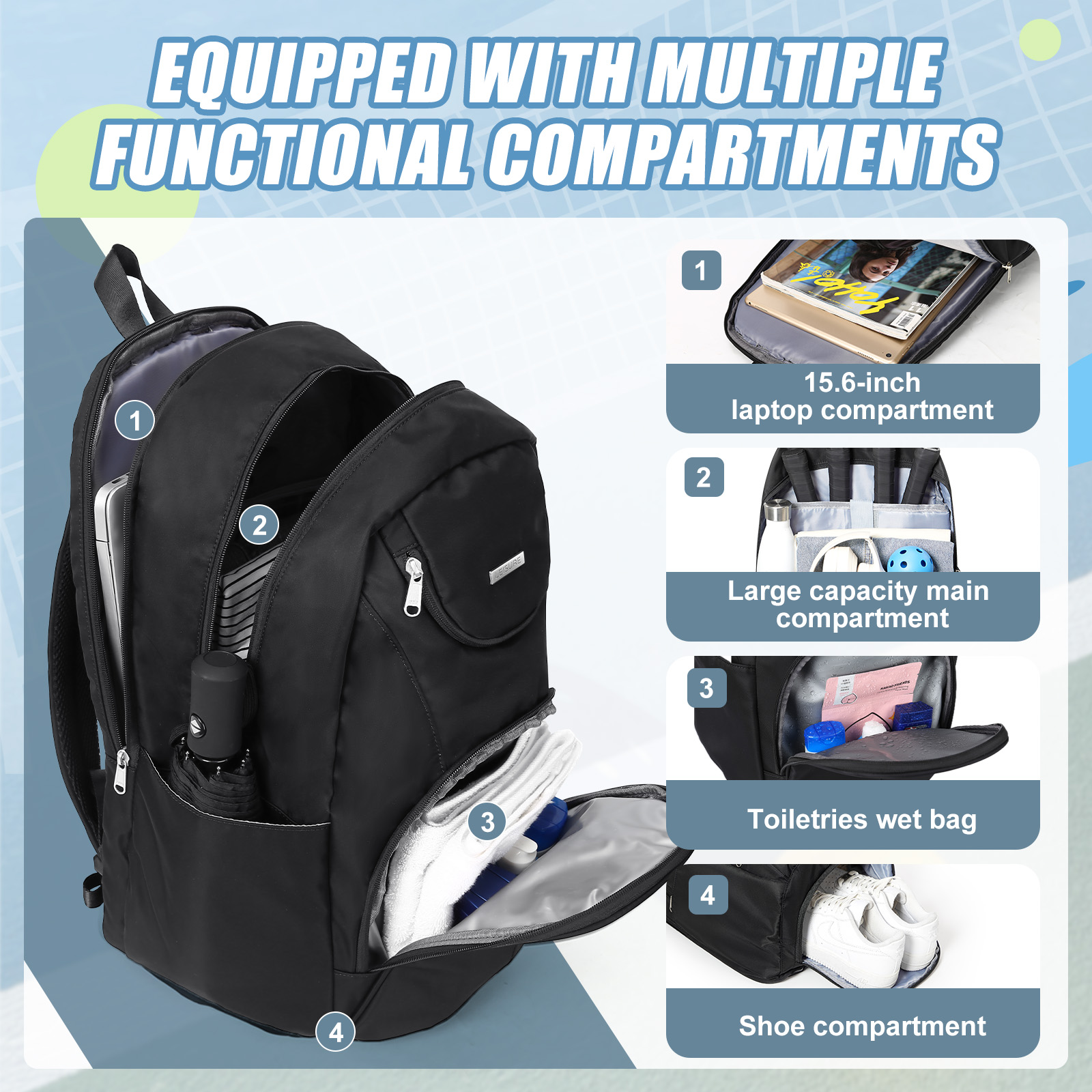 Tennis Bag Tennis Backpack 2 R - Shoe Bag Travel recensione e prezzo