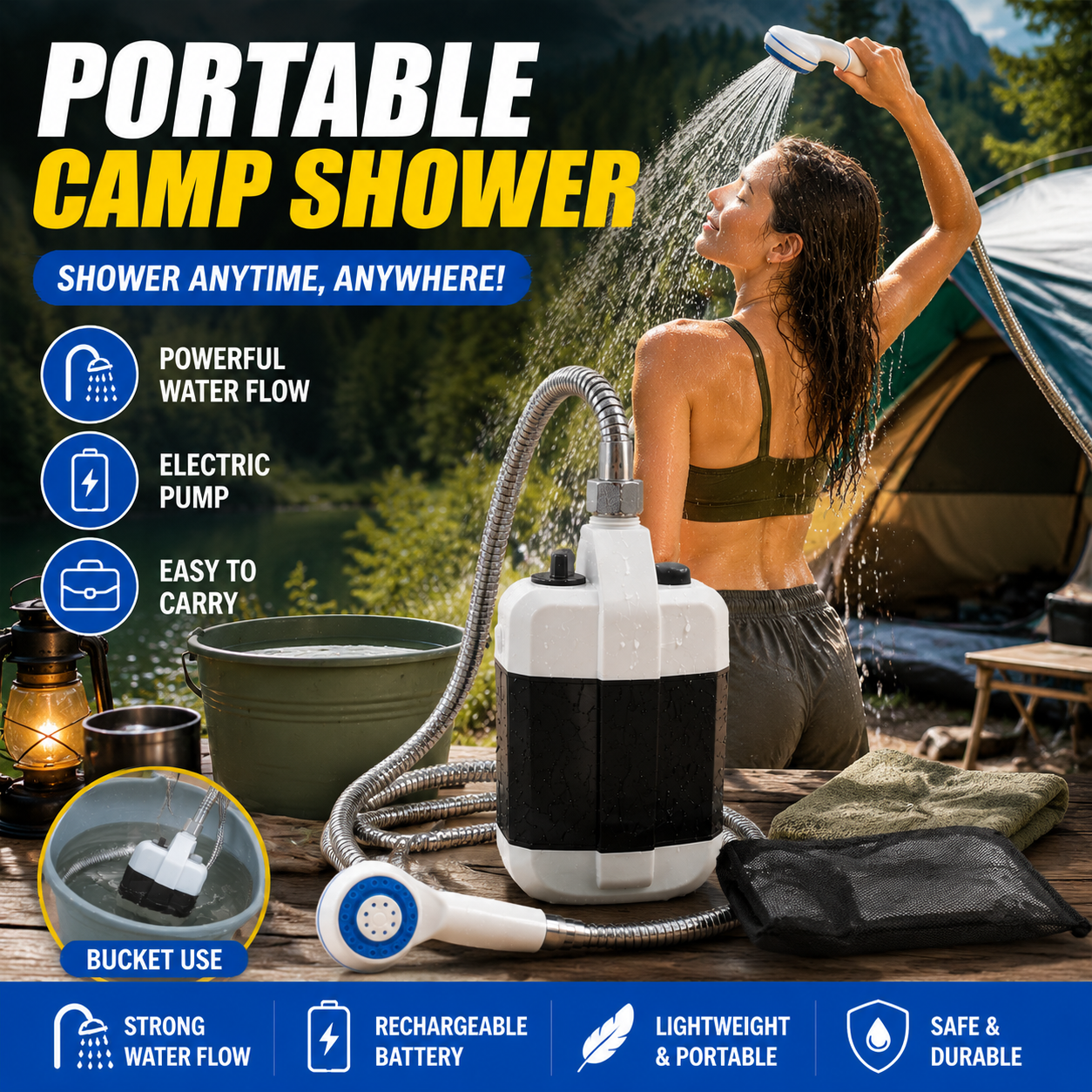 Outdoor Camp Shower Kit USB Re - Travel Accessories Electronics recensione e prezzo