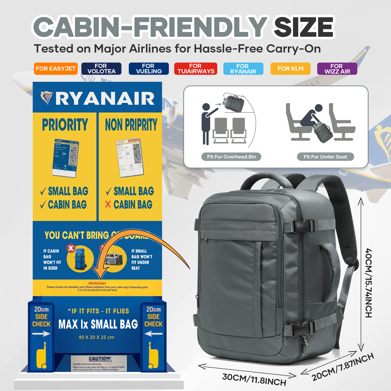 Ryanair Cabin Bags 40x30x20 Un - Travel Packing Accessories recensione e prezzo