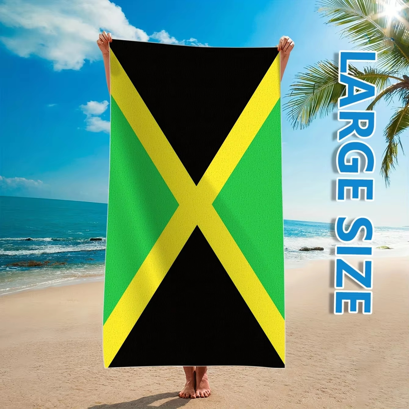 Jamaica Flag Beach Towel Flat  - Travel Accessories For Jamaica recensione e prezzo