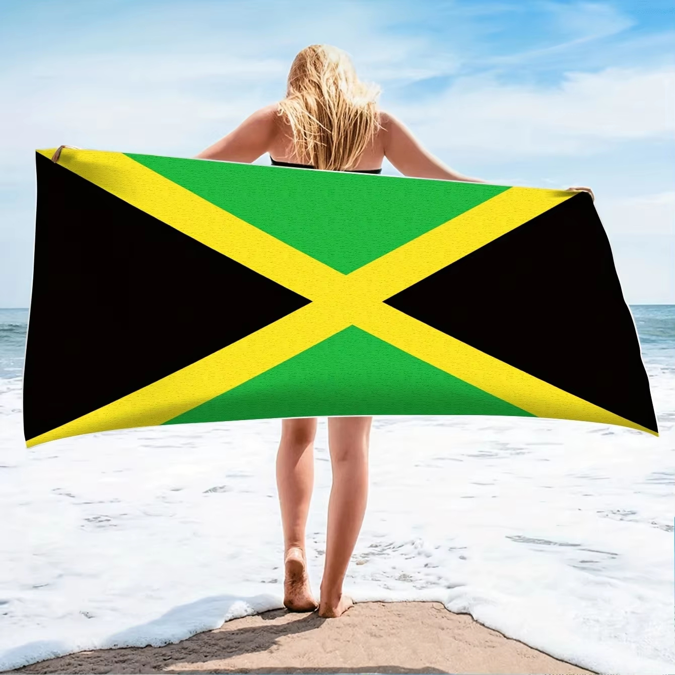 Jamaica Flag Beach Towel Flat  - Travel Accessories For Jamaica recensione e prezzo