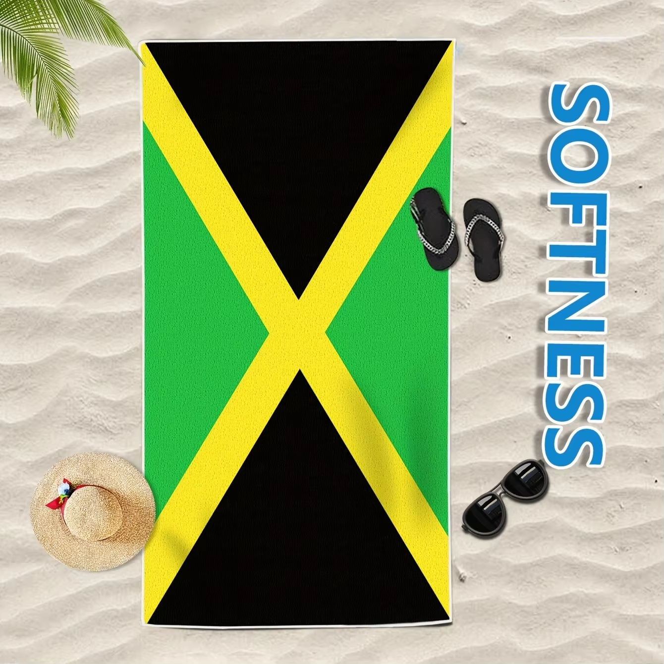 Jamaica Flag Beach Towel Flat  - Travel Accessories For Jamaica recensione e prezzo