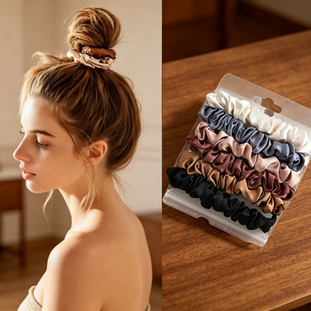 6Pcs Soft Satin Hair Scrunchie - Travel Accessories For Girls recensione e prezzo