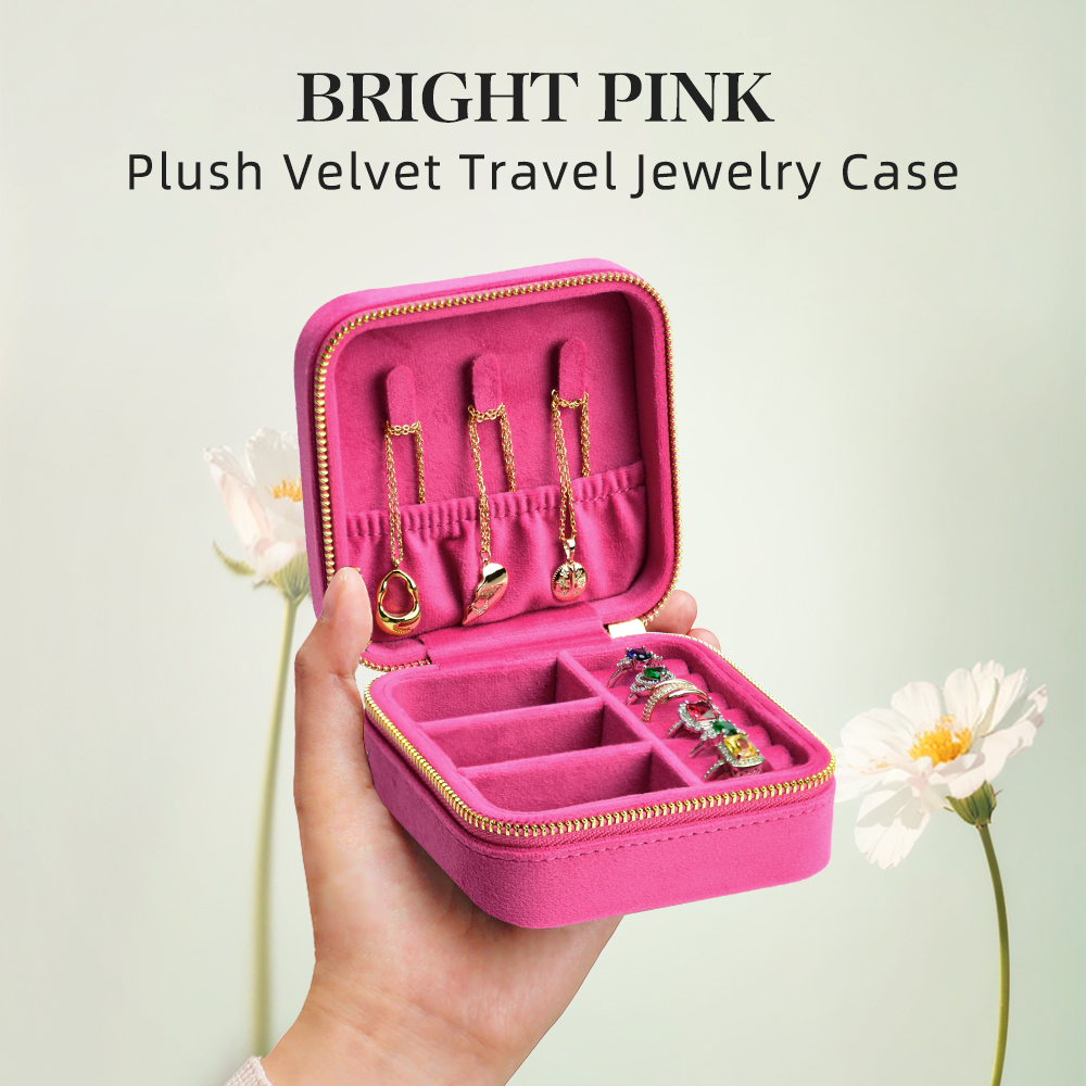 TAIMY Rose Pink Velvet Jewelry - Travel Jewellery & Accessories Organiser recensione e prezzo