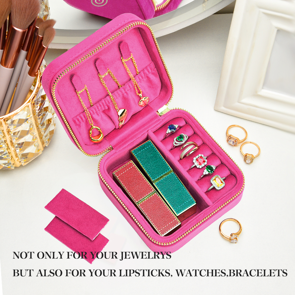 TAIMY Rose Pink Velvet Jewelry - Travel Jewellery & Accessories Organiser recensione e prezzo